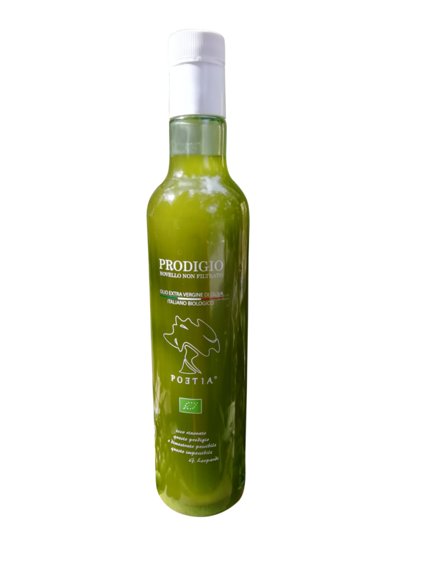 Bottiglia olio extravergine di oliva, biologico, estratto a freddo - PRODIGIO - ml 500 nuovo raccolto 2024