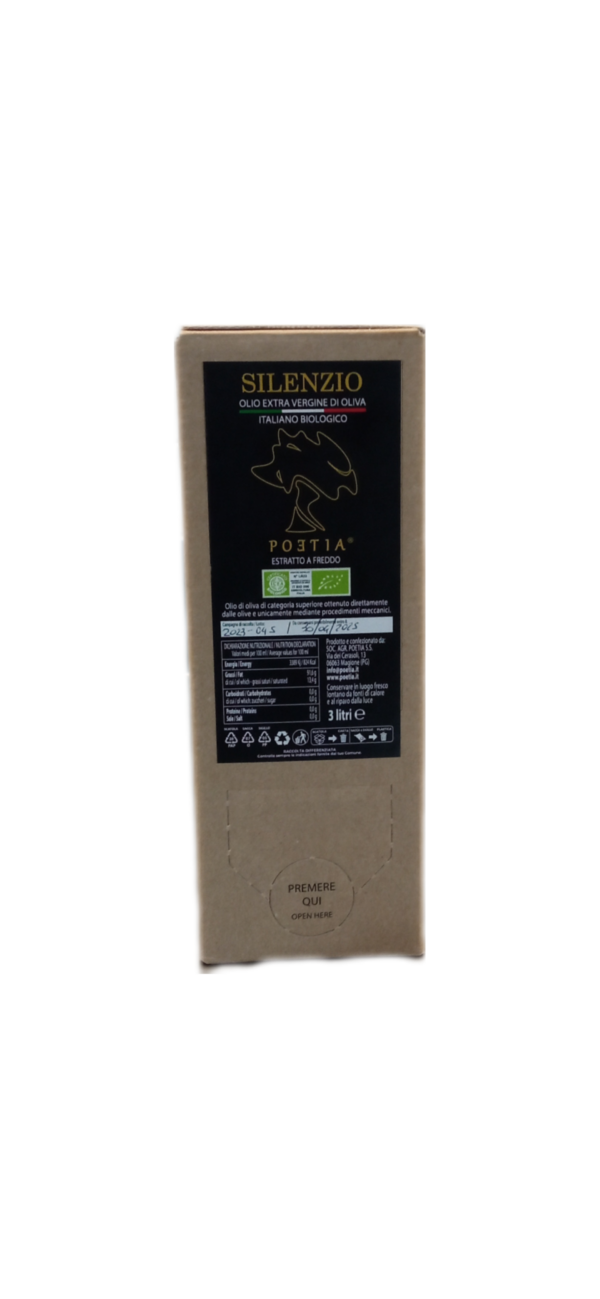 Bag in box lt. 3 Silenzio - biologico, estratto a freddo - nuova campagna 2024 - spedizione gratuita - immagine 2
