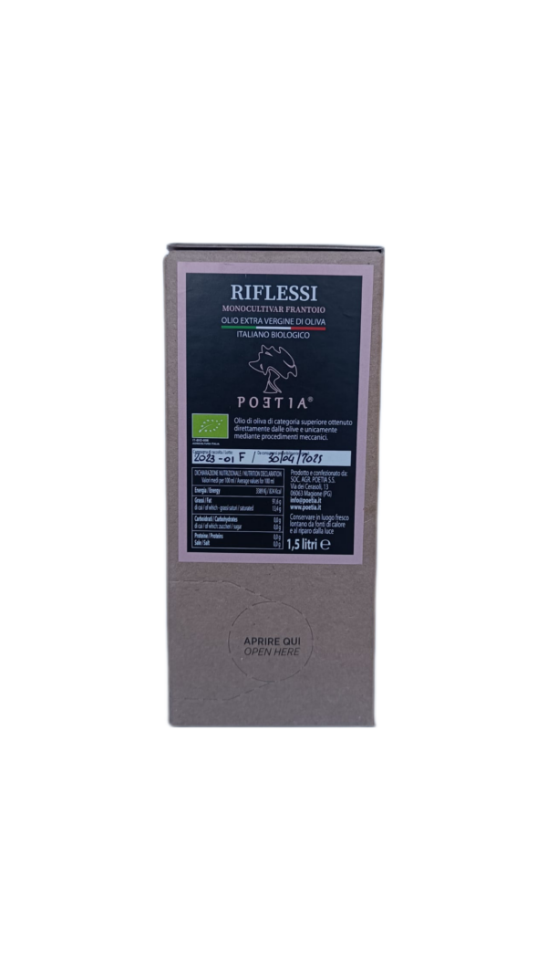 Bag in box olio extravergine di oliva, biologico, estratto a freddo - Riflessi - ml 1500 nuovo raccolto 2024 - immagine 4