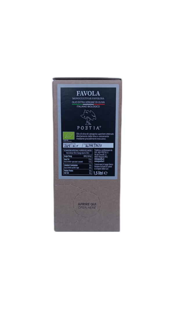 Bag in box olio extravergine di oliva, biologico, estratto a freddo - Favola - ml 1500 nuovo raccolto 2024 - immagine 3