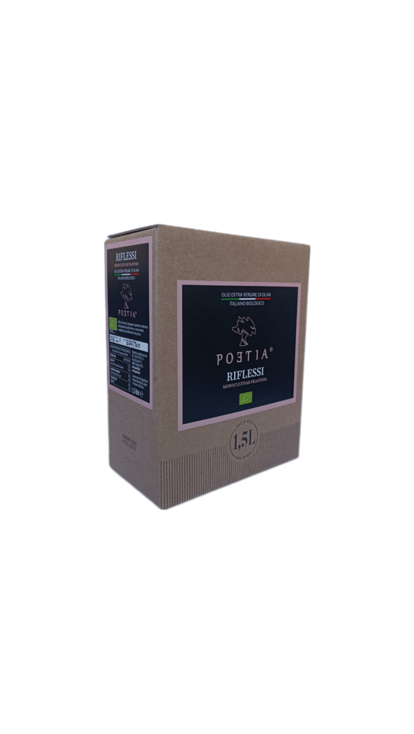 Bag in box olio extravergine di oliva, biologico, estratto a freddo - Riflessi - ml 1500 nuovo raccolto 2024